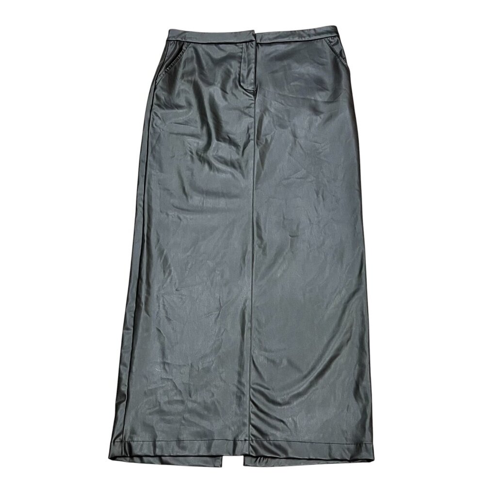 Zara Faux Leather Pencil Maxi Skirt, Black L